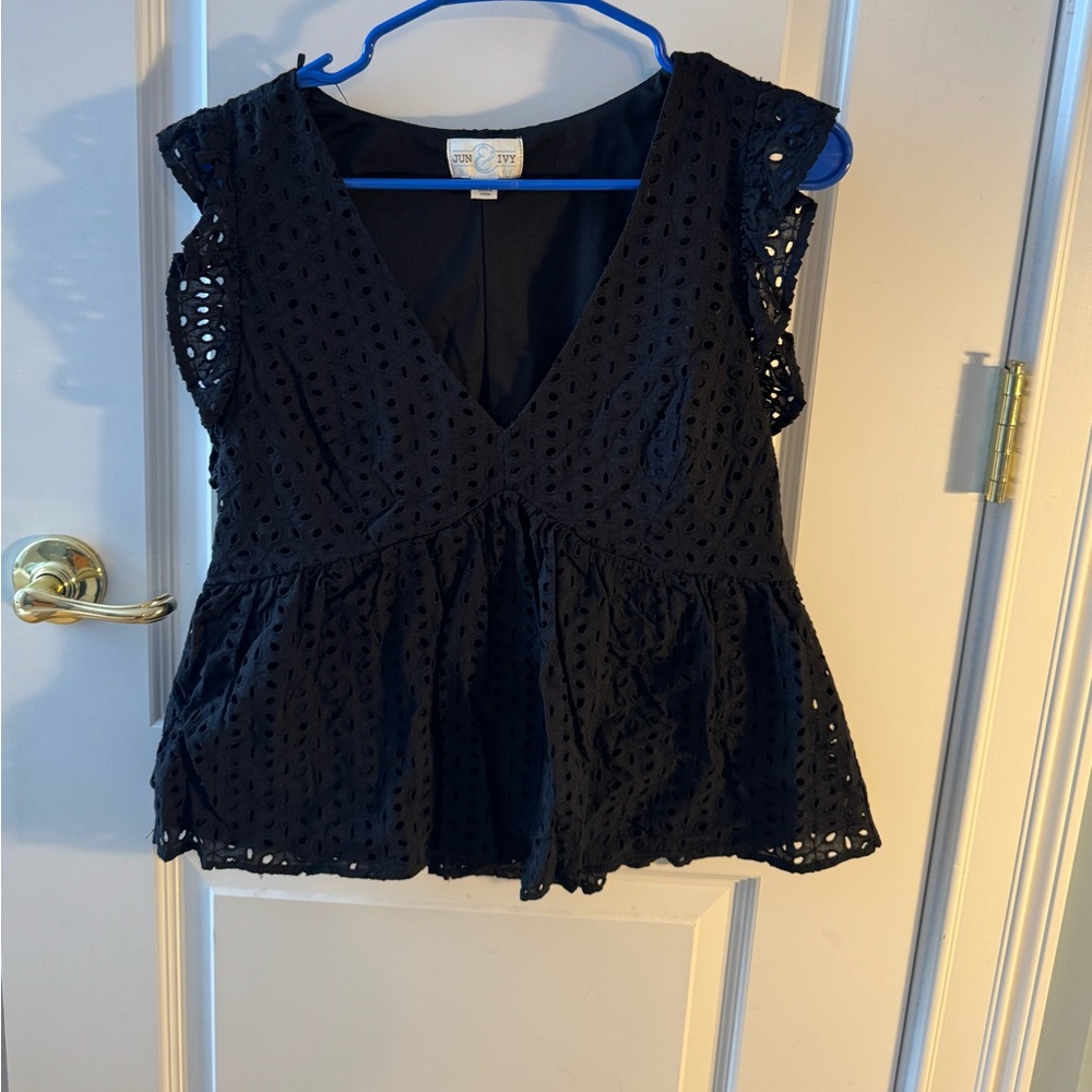 Black eyelet top